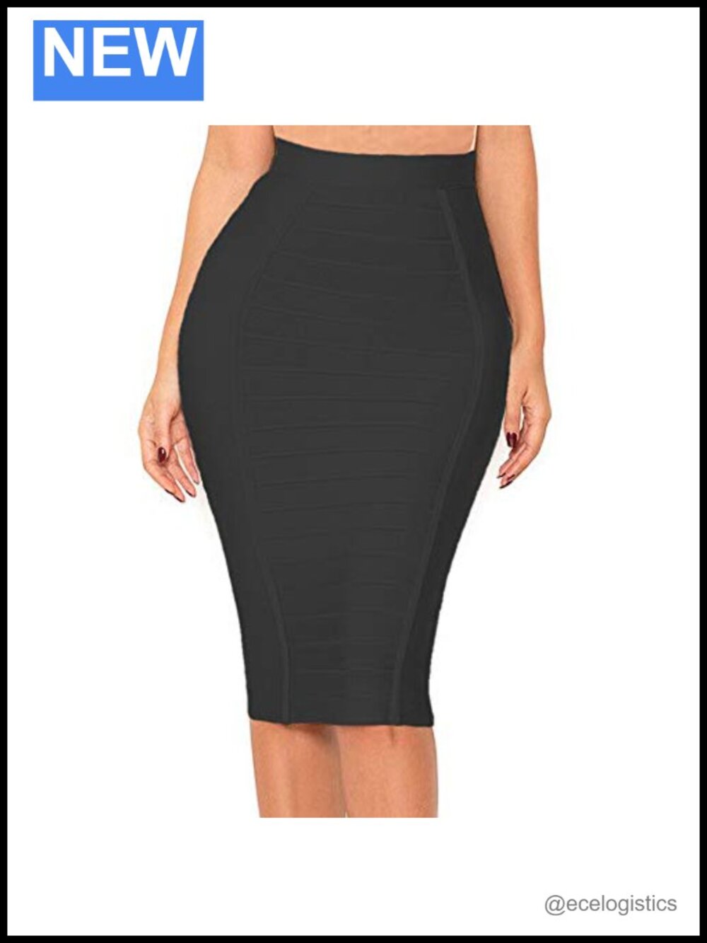 Women's High Waist Bodycon Midi Pencil Skirt Rayon Nylon Spandex